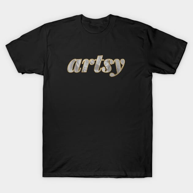 Artsy Romantic Golden Text T-Shirt by Sizzlinks